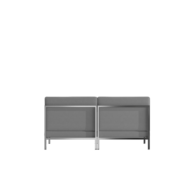 SINGLEWAVE Imagination Series 2 Piece Gray LeatherSoft Waiting Room Lounge Set - Reception Bench