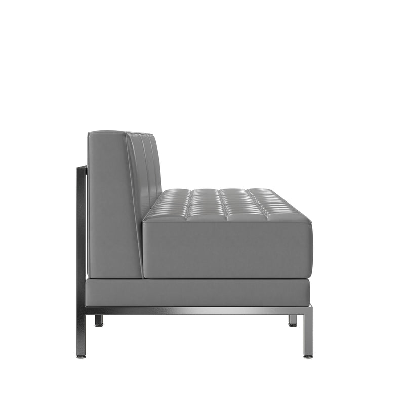 SINGLEWAVE Imagination Series 3 Piece Gray LeatherSoft Waiting Room Lounge Set - Reception Bench