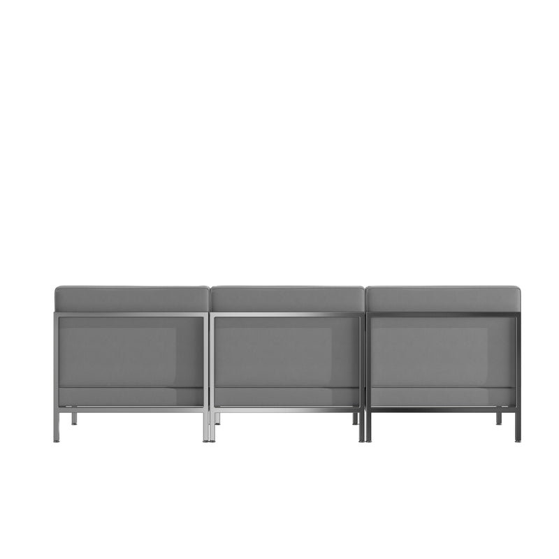 SINGLEWAVE Imagination Series 3 Piece Gray LeatherSoft Waiting Room Lounge Set - Reception Bench