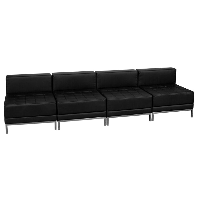 SINGLEWAVE Imagination Series Black LeatherSoft Lounge Set, 4 Pieces