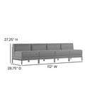 SINGLEWAVE Imagination Series 4 Piece Gray LeatherSoft Waiting Room Lounge Set - Reception Bench