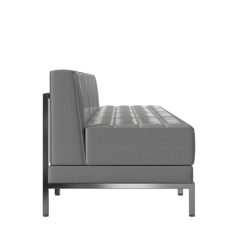 SINGLEWAVE Imagination Series 4 Piece Gray LeatherSoft Waiting Room Lounge Set - Reception Bench