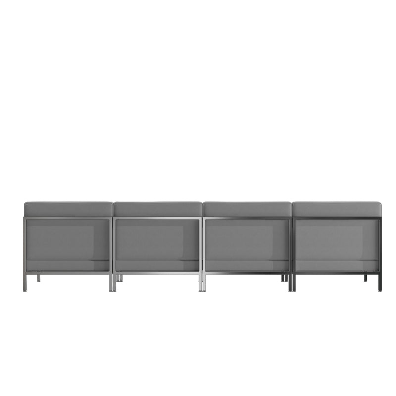 SINGLEWAVE Imagination Series 4 Piece Gray LeatherSoft Waiting Room Lounge Set - Reception Bench