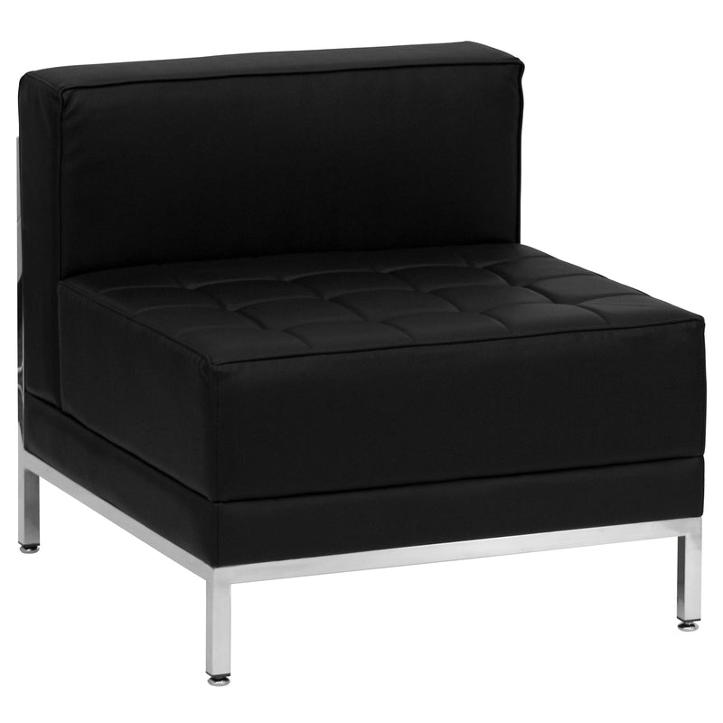 SINGLEWAVE Imagination Series Contemporary Black LeatherSoft Middle Chair