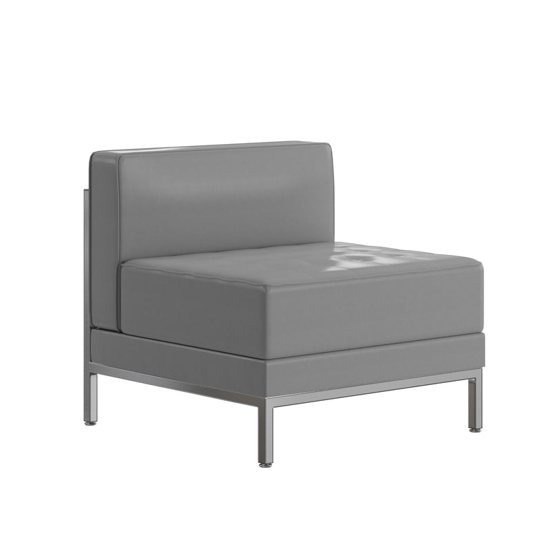 SINGLEWAVE Imagination Series Contemporary Gray Leathersoft Middle Chair