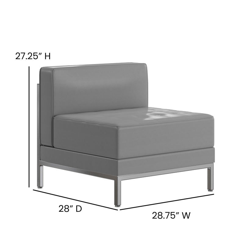 SINGLEWAVE Imagination Series Contemporary Gray Leathersoft Middle Chair