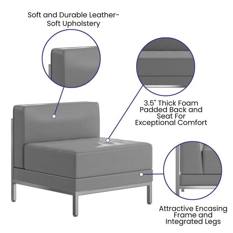 SINGLEWAVE Imagination Series Contemporary Gray Leathersoft Middle Chair