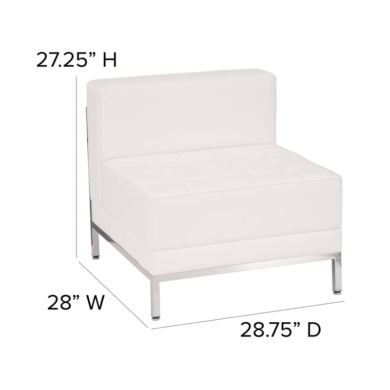 SINGLEWAVE Imagination Series Contemporary Melrose White LeatherSoft Middle Chair