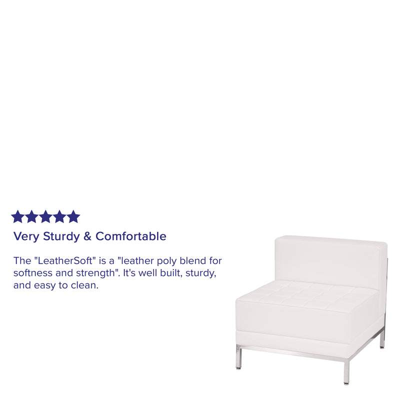 SINGLEWAVE Imagination Series Contemporary Melrose White LeatherSoft Middle Chair