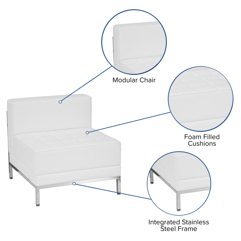 SINGLEWAVE Imagination Series Contemporary Melrose White LeatherSoft Middle Chair