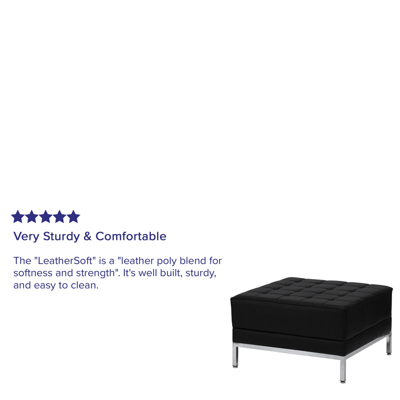 SINGLEWAVE Imagination Series Black LeatherSoft Ottoman