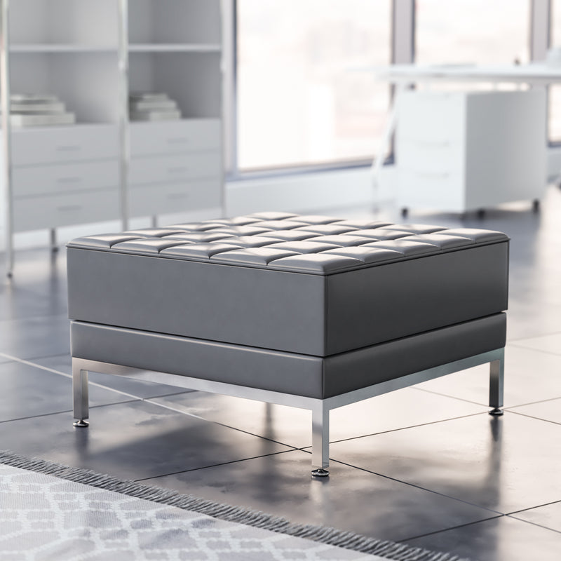 SINGLEWAVE Imagination Series Gray Leathersoft Ottoman