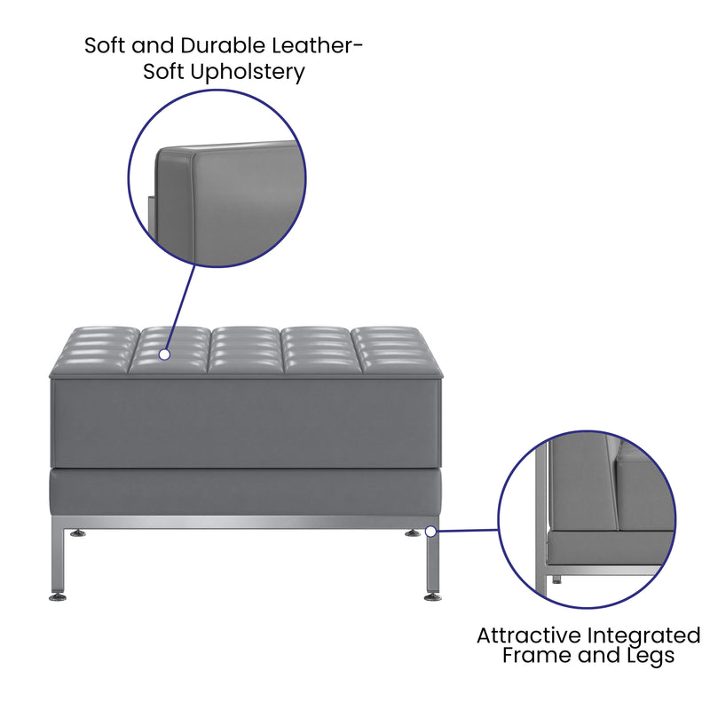 SINGLEWAVE Imagination Series Gray Leathersoft Ottoman