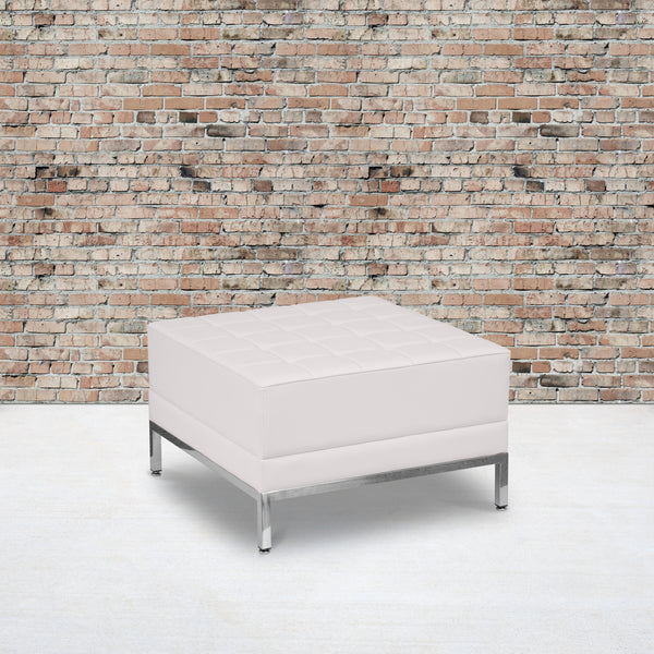 SINGLEWAVE Imagination Series Melrose White LeatherSoft Ottoman