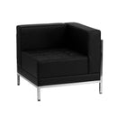SINGLEWAVE Imagination Series Contemporary Black LeatherSoft Right Corner Chair with Encasing Frame