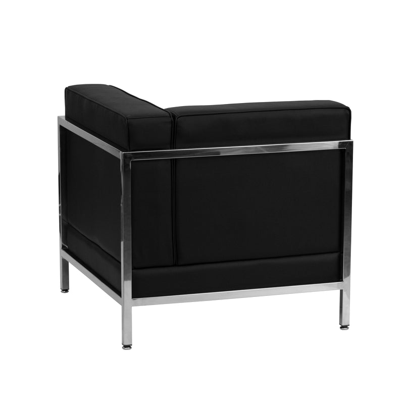 SINGLEWAVE Imagination Series Contemporary Black LeatherSoft Right Corner Chair with Encasing Frame