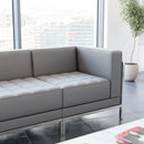 SINGLEWAVE Imagination Series Contemporary Gray Leathersoft Right Corner Chair with Encasing Frame