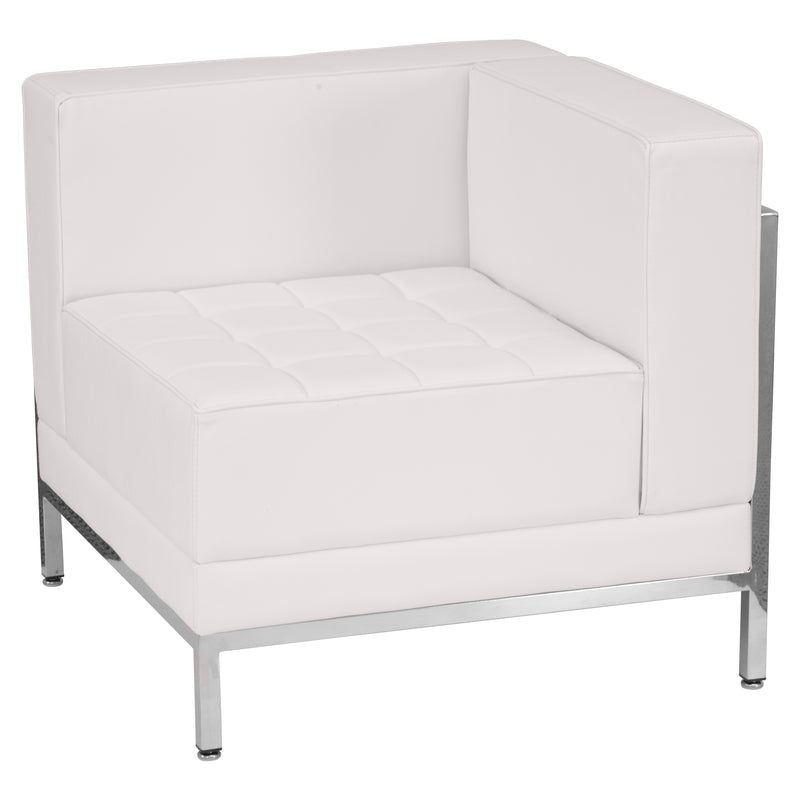 SINGLEWAVE Imagination Series Contemporary Melrose White LeatherSoft Right Corner Chair with Encasing Frame