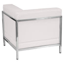 SINGLEWAVE Imagination Series Contemporary Melrose White LeatherSoft Right Corner Chair with Encasing Frame