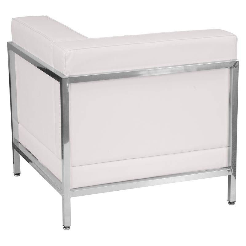 SINGLEWAVE Imagination Series Contemporary Melrose White LeatherSoft Right Corner Chair with Encasing Frame