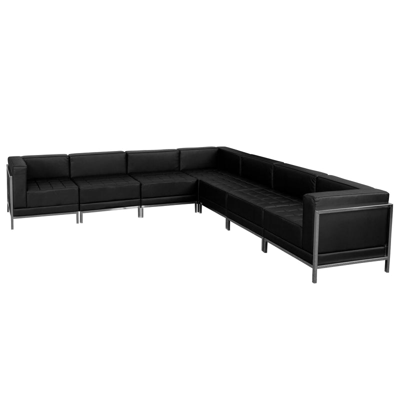 SINGLEWAVE Imagination Series Black LeatherSoft Sectional Configuration, 7 Pieces