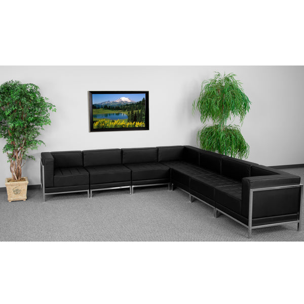 SINGLEWAVE Imagination Series Black LeatherSoft Sectional Configuration, 7 Pieces