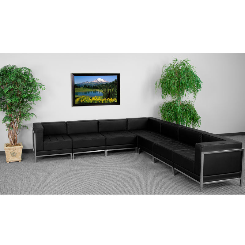 SINGLEWAVE Imagination Series Black LeatherSoft Sectional Configuration, 7 Pieces