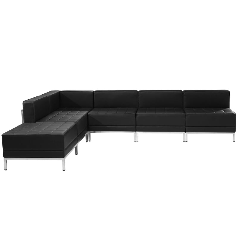 SINGLEWAVE Imagination Series Black LeatherSoft Sectional Configuration, 6 Pieces