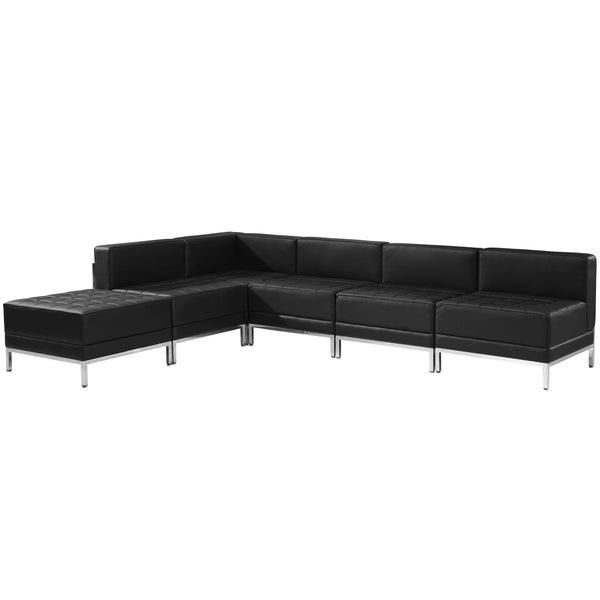 SINGLEWAVE Imagination Series Black LeatherSoft Sectional Configuration, 6 Pieces