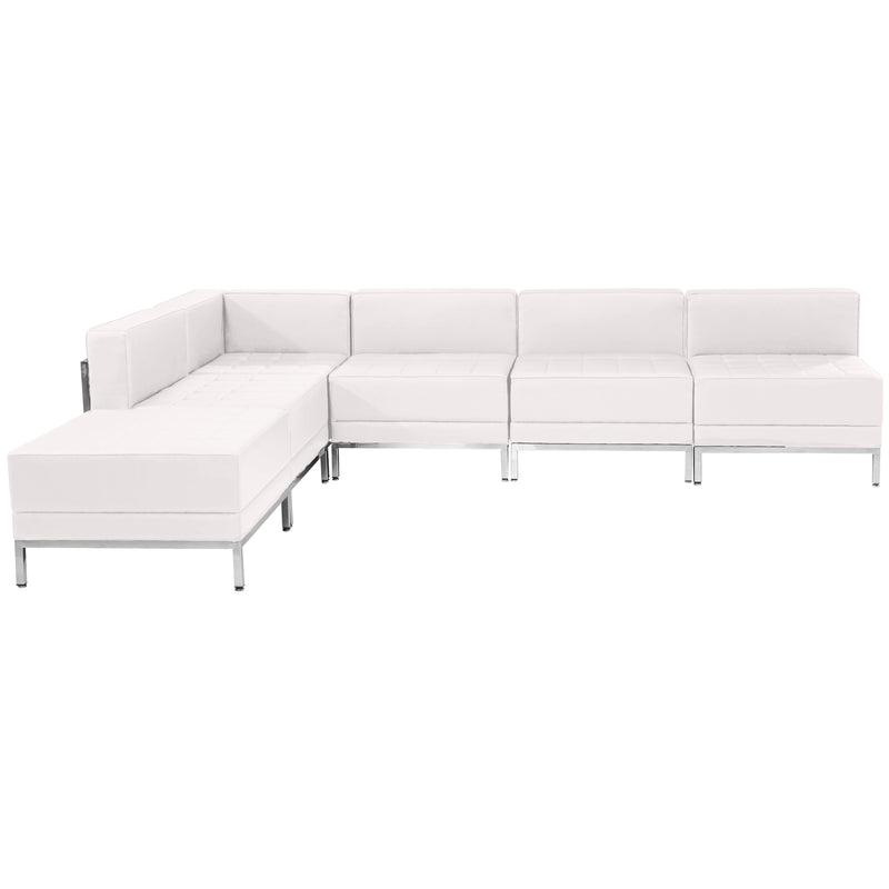 SINGLEWAVE Imagination Series Melrose White LeatherSoft Sectional Configuration, 6 Pieces