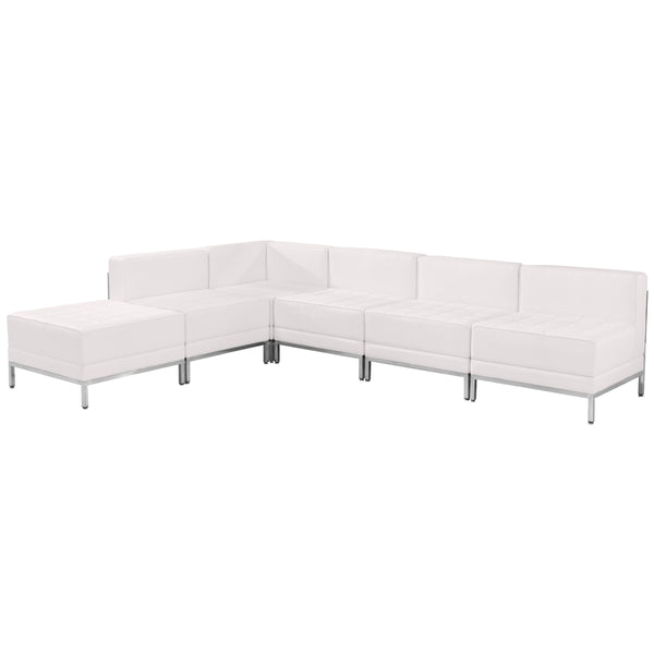 SINGLEWAVE Imagination Series Melrose White LeatherSoft Sectional Configuration, 6 Pieces