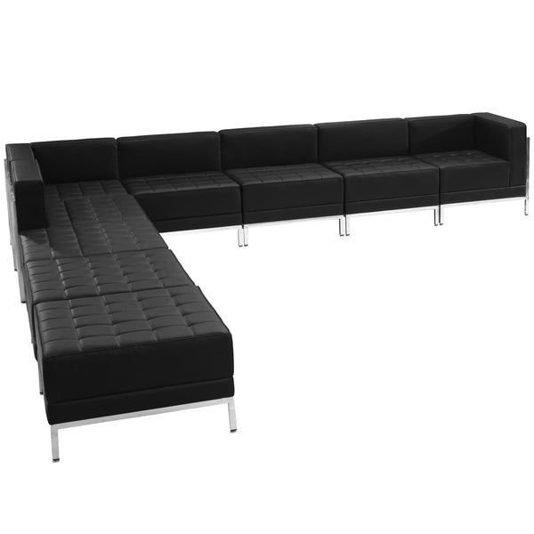 SINGLEWAVE Imagination Series Black LeatherSoft Sectional Configuration, 9 Pieces