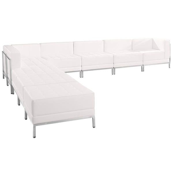 SINGLEWAVE Imagination Series Melrose White LeatherSoft Sectional Configuration, 9 Pieces