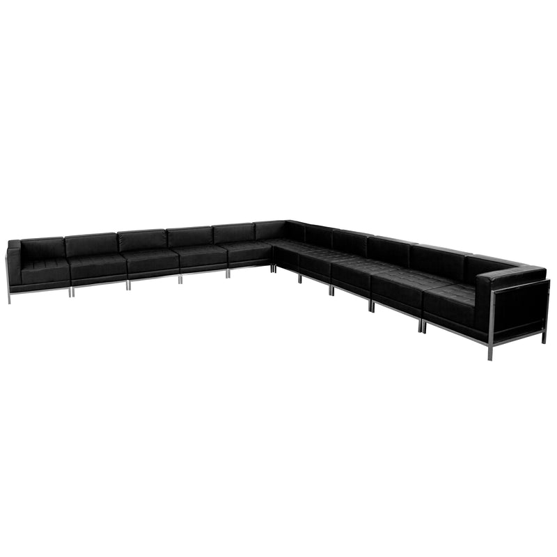 SINGLEWAVE Imagination Series Black LeatherSoft Sectional Configuration, 11 Pieces