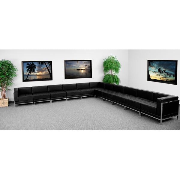 SINGLEWAVE Imagination Series Black LeatherSoft Sectional Configuration, 11 Pieces