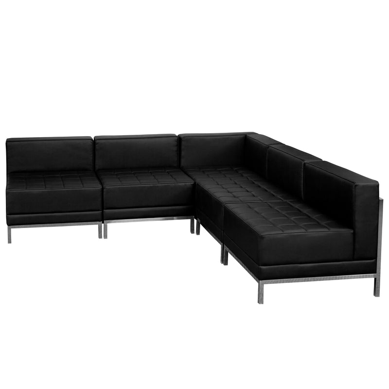 SINGLEWAVE Imagination Series Black LeatherSoft Sectional Configuration, 5 Pieces