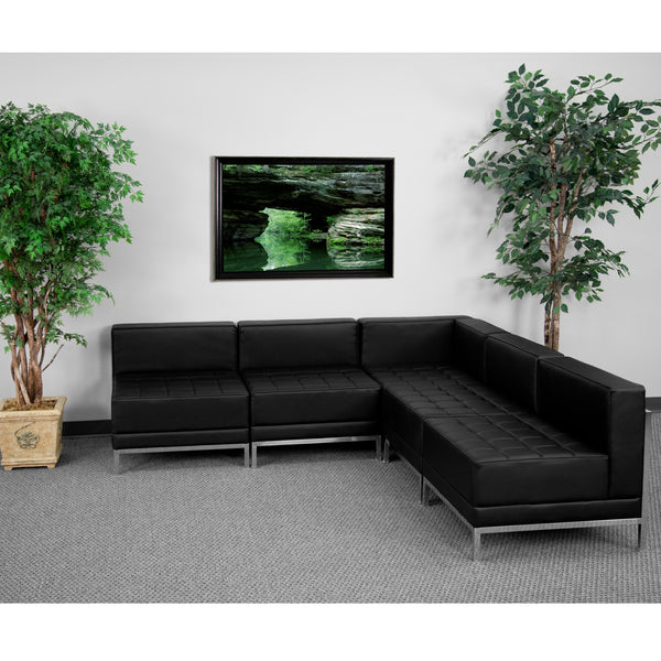 SINGLEWAVE Imagination Series Black LeatherSoft Sectional Configuration, 5 Pieces