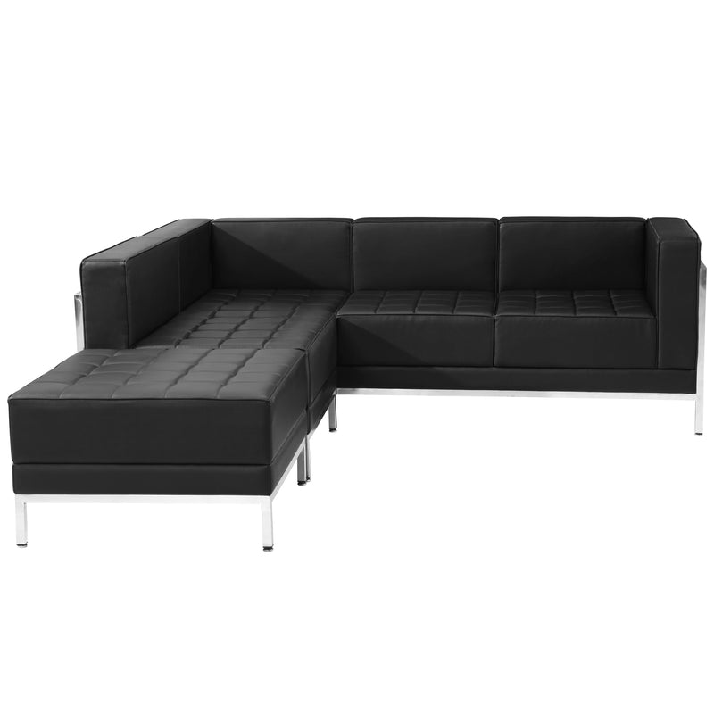 SINGLEWAVE Imagination Series Black LeatherSoft Sectional Configuration, 3 Pieces