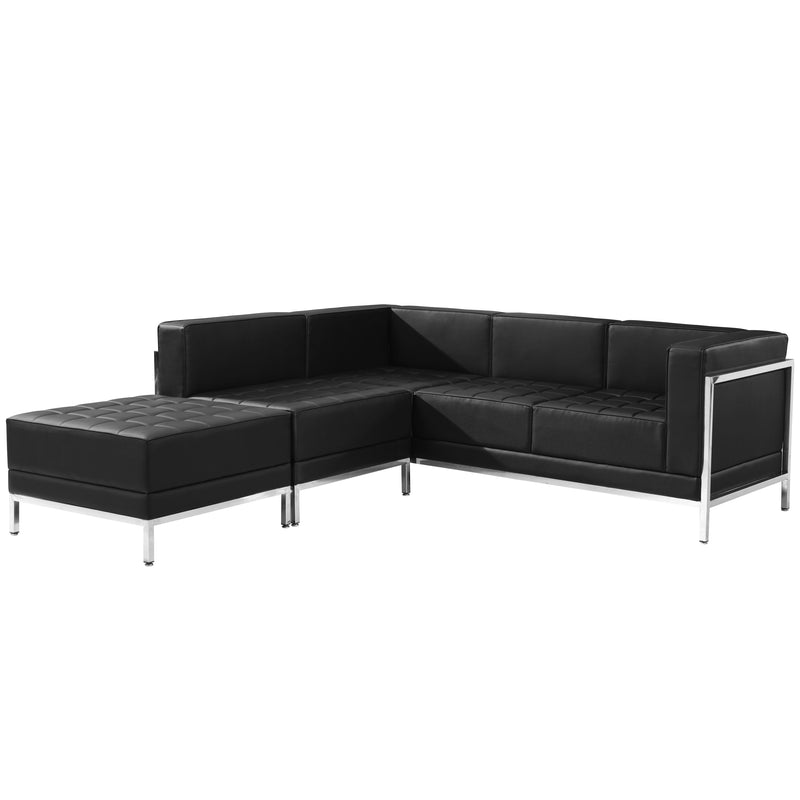 SINGLEWAVE Imagination Series Black LeatherSoft Sectional Configuration, 3 Pieces