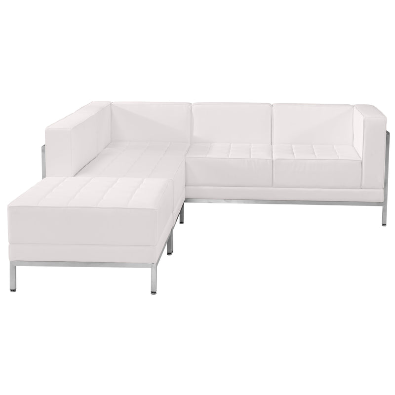 SINGLEWAVE Imagination Series Melrose White LeatherSoft Sectional Configuration, 3 Pieces