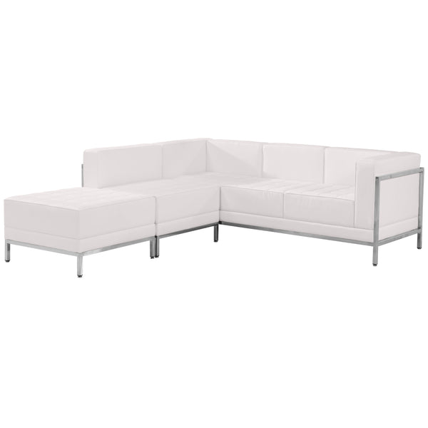 SINGLEWAVE Imagination Series Melrose White LeatherSoft Sectional Configuration, 3 Pieces