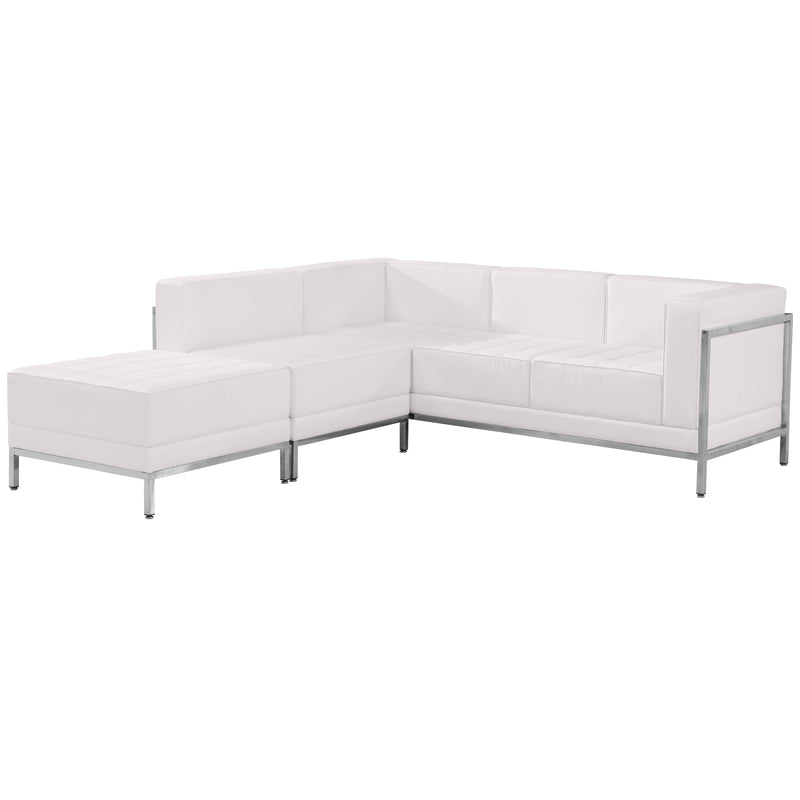 SINGLEWAVE Imagination Series Melrose White LeatherSoft Sectional Configuration, 3 Pieces