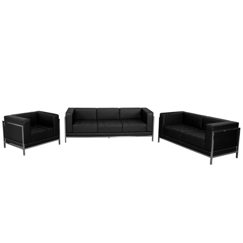 SINGLEWAVE Imagination Series Black LeatherSoft 3 Piece Sofa Set