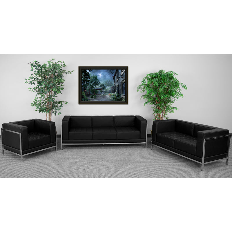 SINGLEWAVE Imagination Series Black LeatherSoft 3 Piece Sofa Set