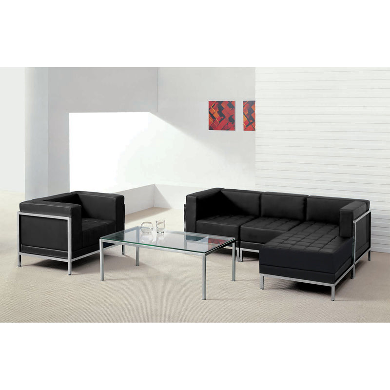 SINGLEWAVE Imagination Series Black LeatherSoft Sectional & Chair, 5 Pieces