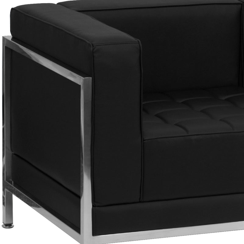 SINGLEWAVE Imagination Series Black LeatherSoft Sofa & Chair Set