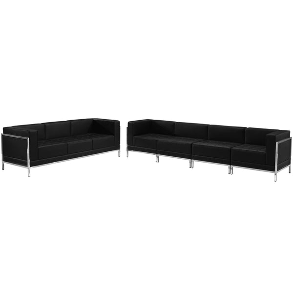 SINGLEWAVE Imagination Series Black LeatherSoft Sofa Set, 5 Pieces