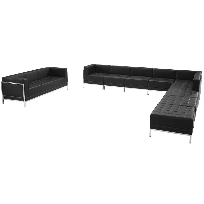 SINGLEWAVE Imagination Series Black LeatherSoft Sectional & Sofa Set, 10 Pieces