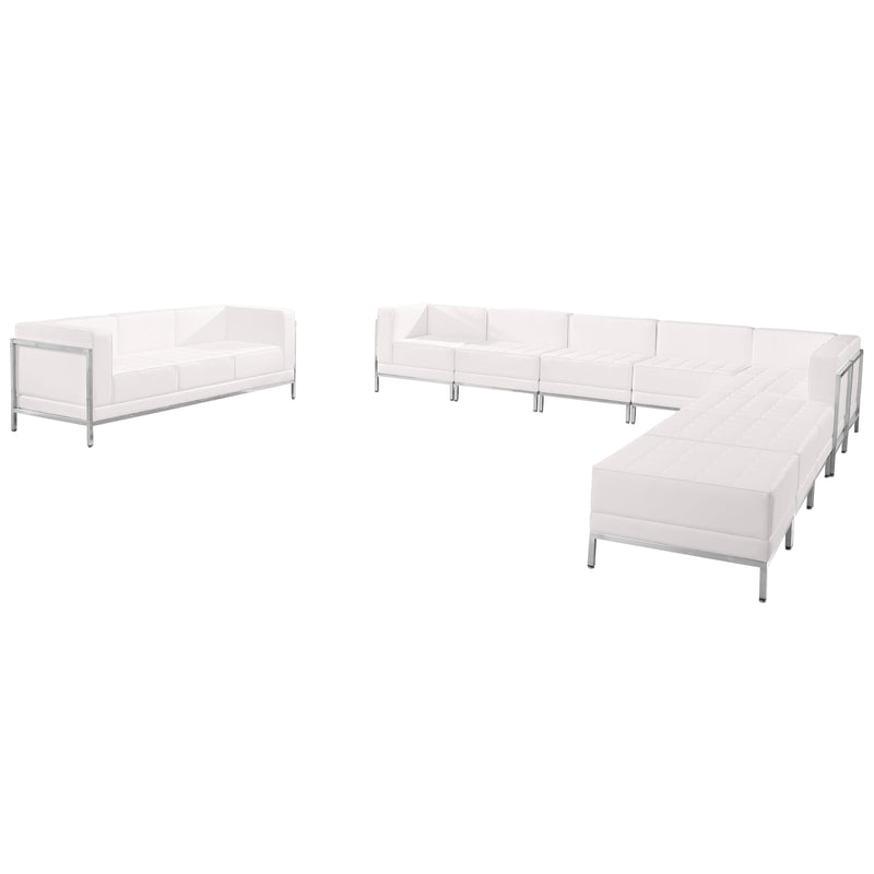 SINGLEWAVE Imagination Series Melrose White LeatherSoft Sectional & Sofa Set, 10 Pieces