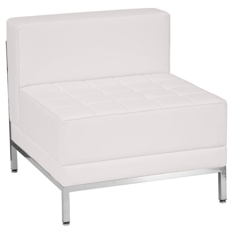 SINGLEWAVE Imagination Series Melrose White LeatherSoft Sofa, Chair & Ottoman Set